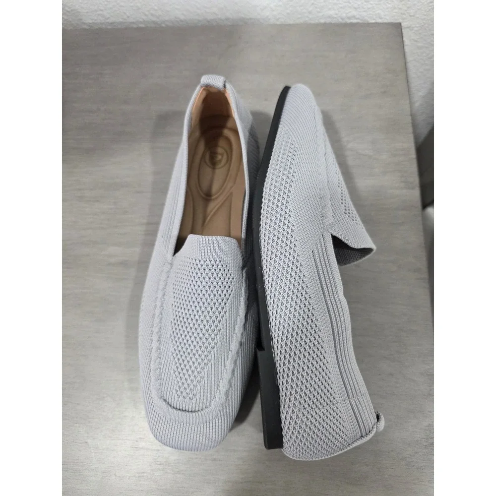 Women's Light Gray Knit Loafer Flats Comfortable Slip On Shoes Size 37 eur 6.5us
